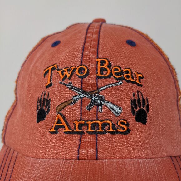 Two Bear Arms Men's Strapback Hat Orange OSFA Embroidered Logo - Picture 4 of 11